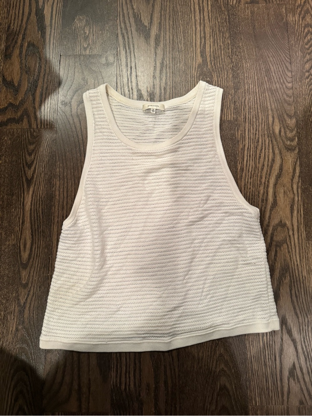 Babaton White Textured Knit Tank Top